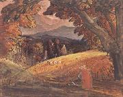 Samuel Palmer Harvesters by Firelight oil painting